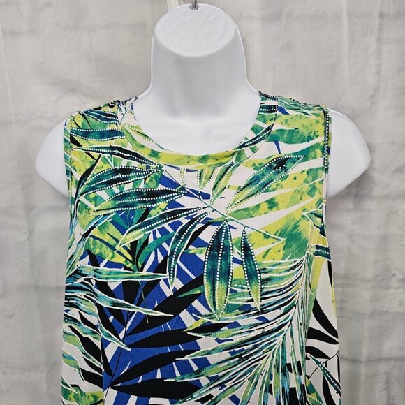 Apt. 9 Dress Green Blue Tropical Sleeveless Mini Beach Island Vacation M - Picture 2 of 12